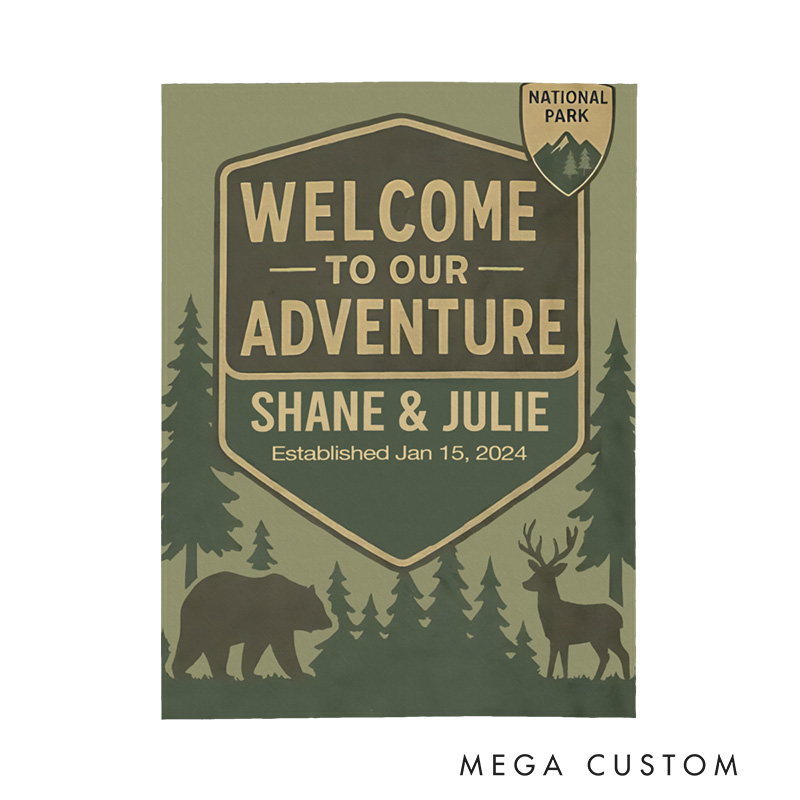 Personalized Adventure Throw Blanket National Park Couple Blanket Gift for Travel Hiking Lovers