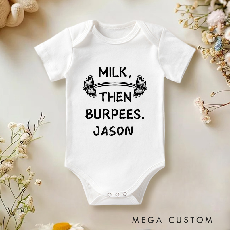 Personalized Milk Then Burpees Baby Onesie Baby Shower Gift Ideas for New Parents