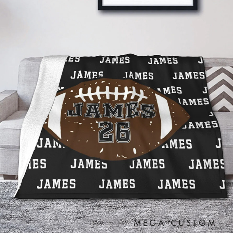 Personalized Sports Blanket with Custom Name and Number for Sports Fans 