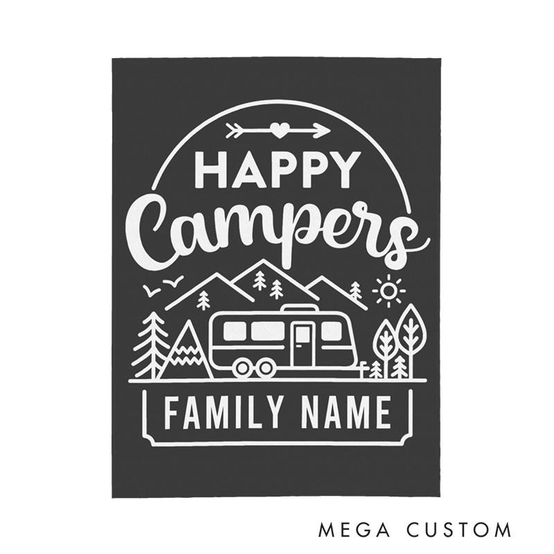 Personalized Happy Campers Throw Blanket Adventures Family Blanket Gift for Hiking Lovers