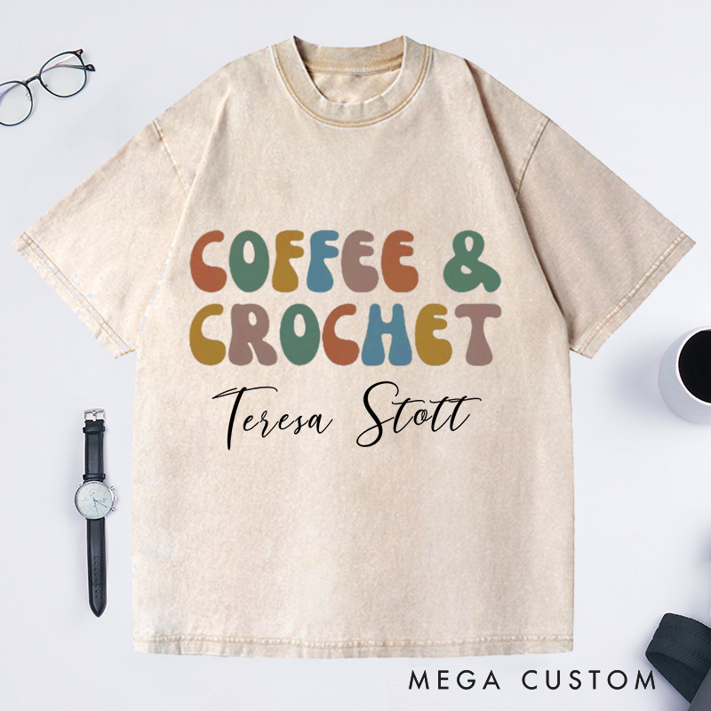 Personalized Crochet Comfort Colors Washed T-Shirts Crocheting Apparel Shirt Custom Tee