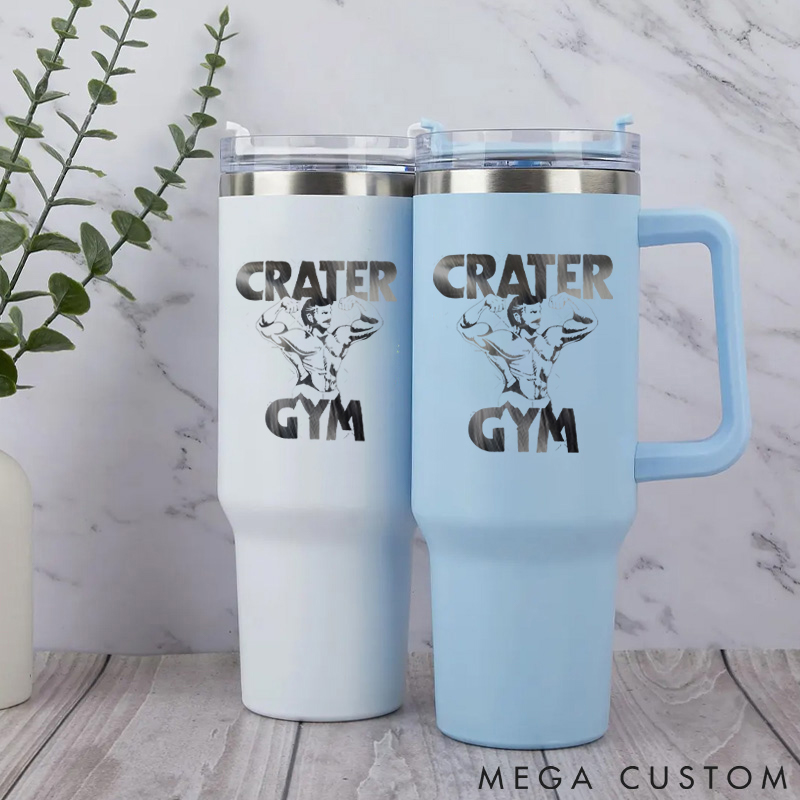 Personalized Handle Tumbler with Flexing Bodybuilder Graphic for Gym Lover Fitness Durable Hot or Cold Drinks