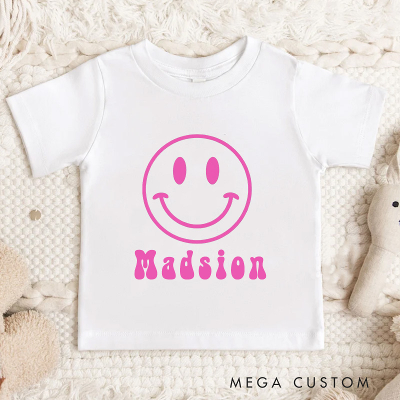 Personalized Youth Neon Happy Face Kids T-Shirt Kids Gift