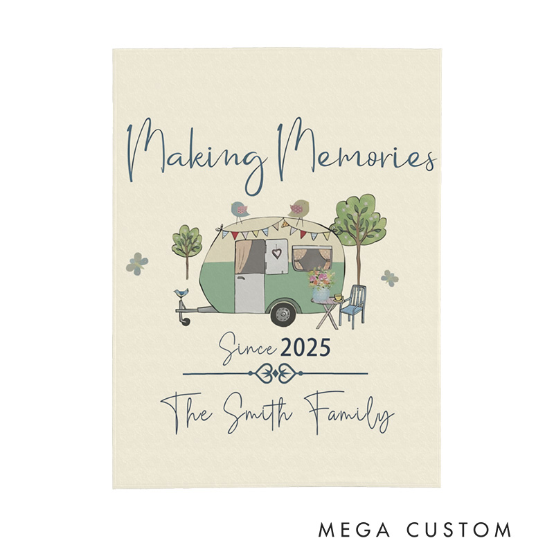 Personalized Family Happy Campers Throw Blanket Adventures Blanket Gift for Hiking Lovers