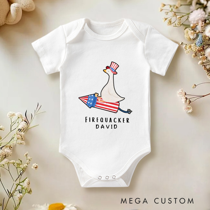 Personalized Funny Fourth Of July USA Goose Baby Onesie Independence Day Baby Gift