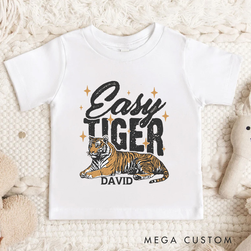 Personalized Retro Easy Tiger Kids T-Shirt Kids Funny Animal Tee