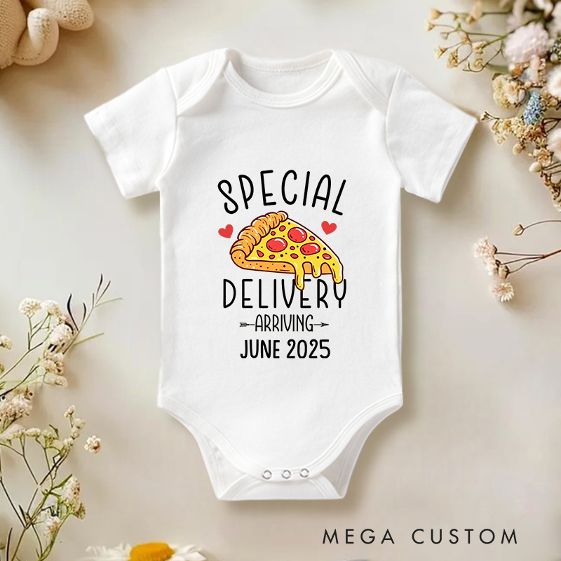 Personalized Special Delivery Pizza Baby Onesie Baby Shower Gift Birthday Gift for Baby
