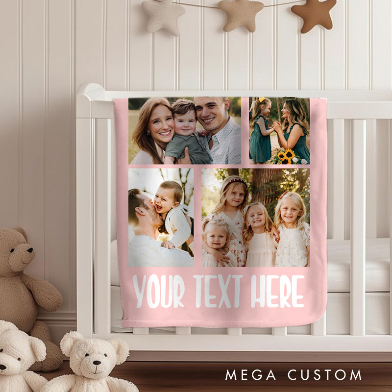 Personalized Blanket with Photos Collage Photo Blanket Mom Blanket with Photo and Text Gift for Mom