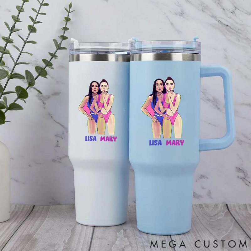 Personalized Handle Tumbler with Girls Dynamic Bikini Fitness Theme for Gym Lover Fitness Durable Hot or Cold Drinks