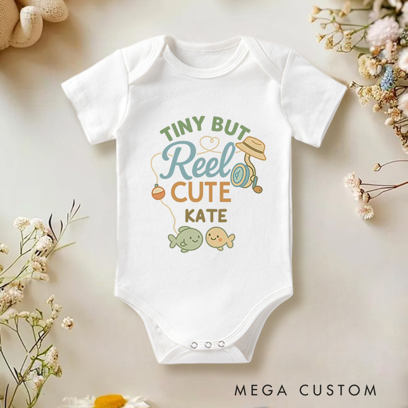 Personalized Tiny But Reel Cute Baby Onesie Fishing Baby Gift New Baby Girl Boy Gift