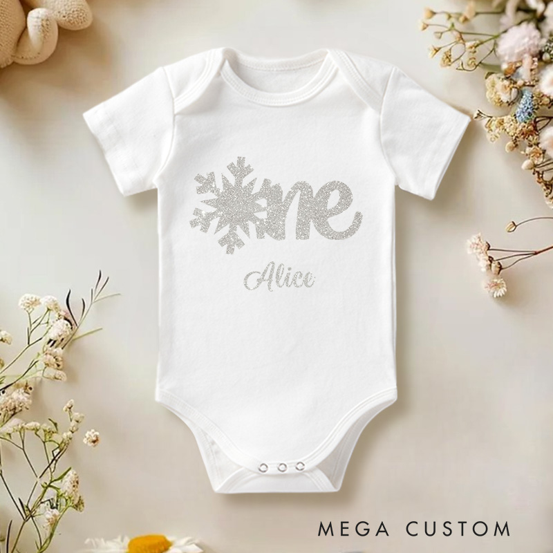 Personalized Winter Wonderland Baby Name 1st Birthday Baby Onesie Gift for Baby