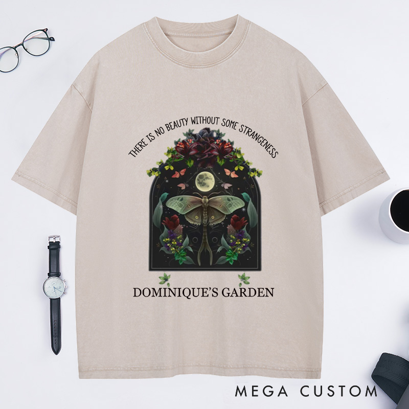 Personalized There is No Beauty without Some Strangeness Washed T-Shirts Dark Academia Bookish Gift Night Garden Literary Quote Shirt Bookish Tee