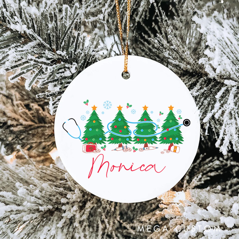 Personalized Nurse Christmas Ornament Festive Tree and Medical Design Christmas Ornament New Nurse Gift Funny Nursing Gifts