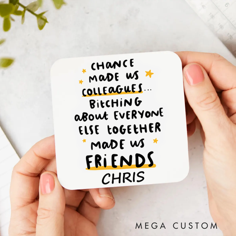 Personalized Coasters for Office Worker Chance Made Us Colleagues Appreciation Gift for Coworkers