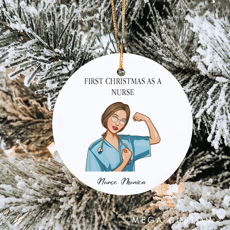 Personalized Nurse Christmas Ornament First Christmas as a Nurse Design Christmas Ornament New Nurse Gift Funny Nursing Gifts