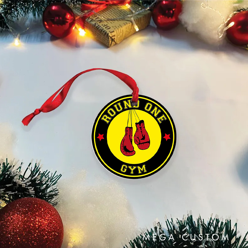 Personalized Christmas Ornament Gift with Boxing Theme with Striking Colors for Fitness Enthusiasts Bodybuilders and Gym Lovers