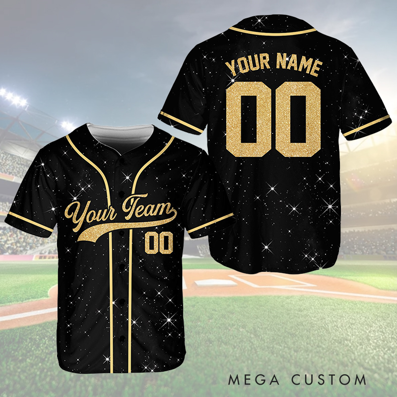 Personalized Glitter Baseball Jersey with Custom Team Name and Number  