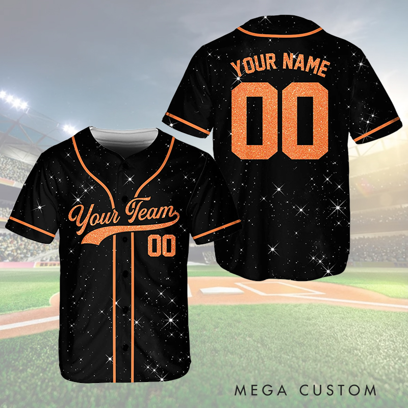 Personalized Glitter Baseball Jersey with Custom Team Name and Number  