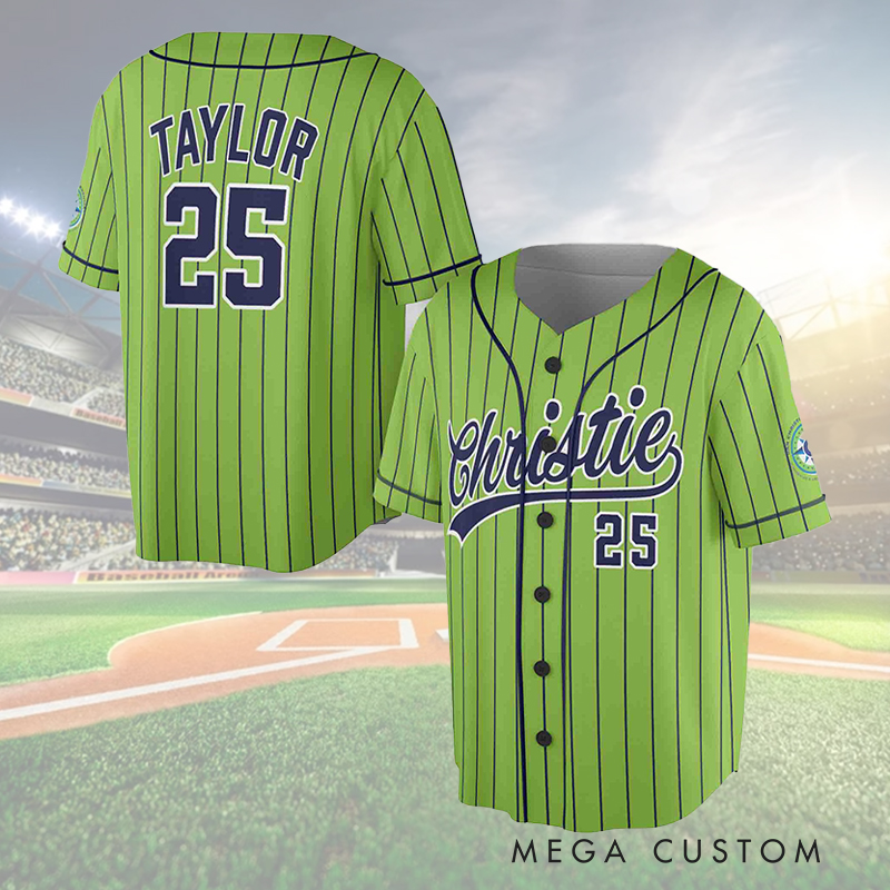 Personalized Team Baseball Shirt with Pinstripe Design and Custom Details  