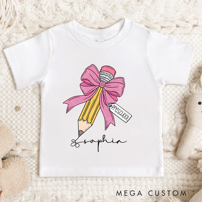 Personalized Girls Back to School Kids T-Shirt First Day of School Tee