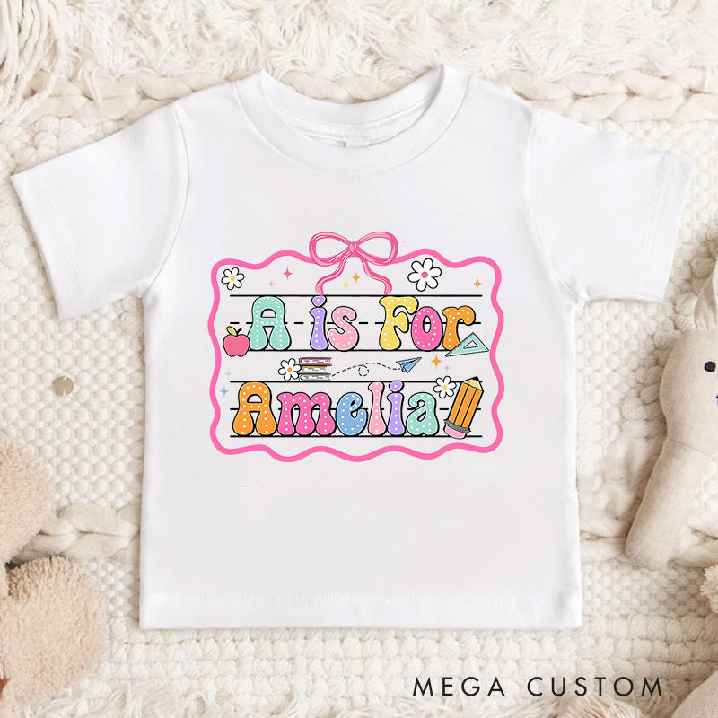 Personalized Back to School Kids T-Shirt Cute Kindergarten Shirt First Day Of School T-Shirt School Toddler Gift