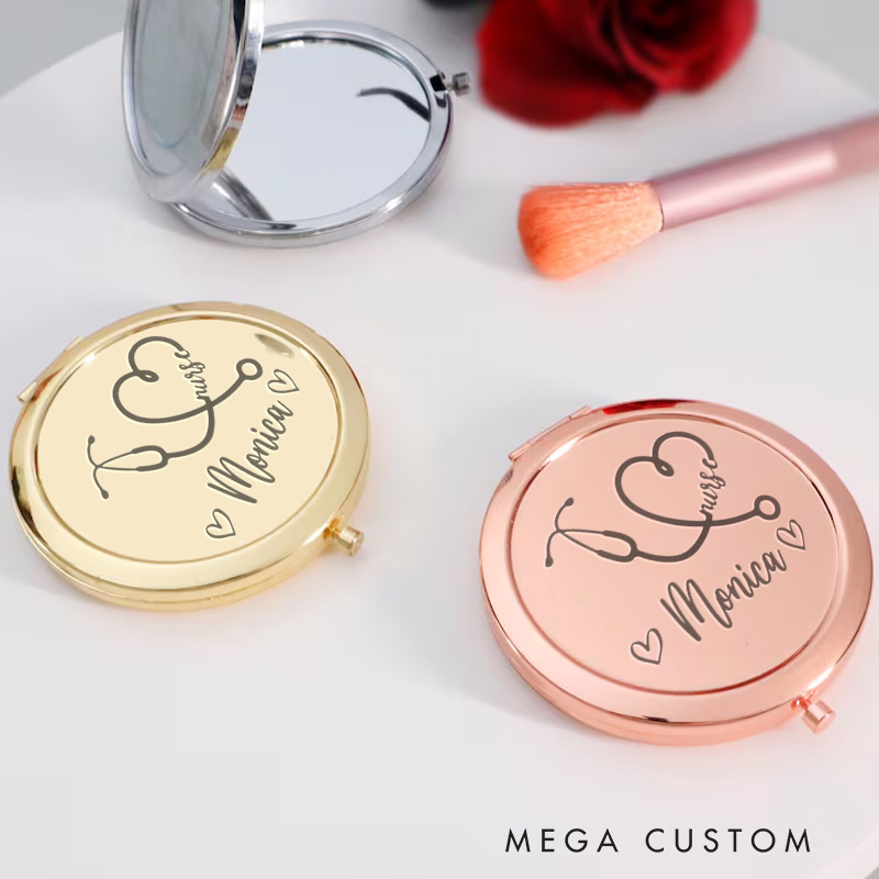 Personalized Nurse Compact Mirror Engraved Compact Mirror Pocket Mirror For Her Nurse Appreciation Gift 