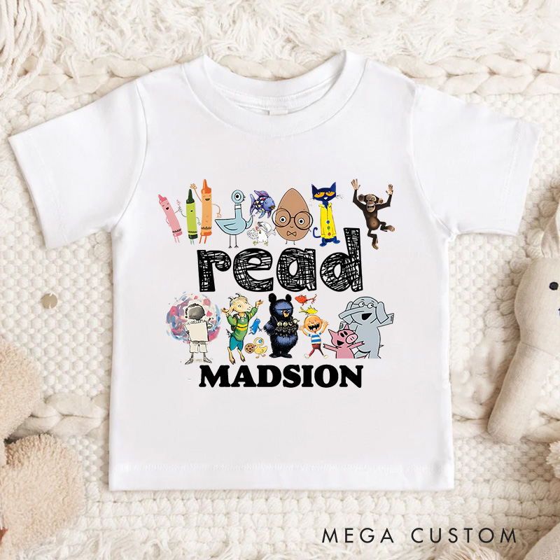 Personalized Read Children Books T-Shirt Kindergarten Gift 