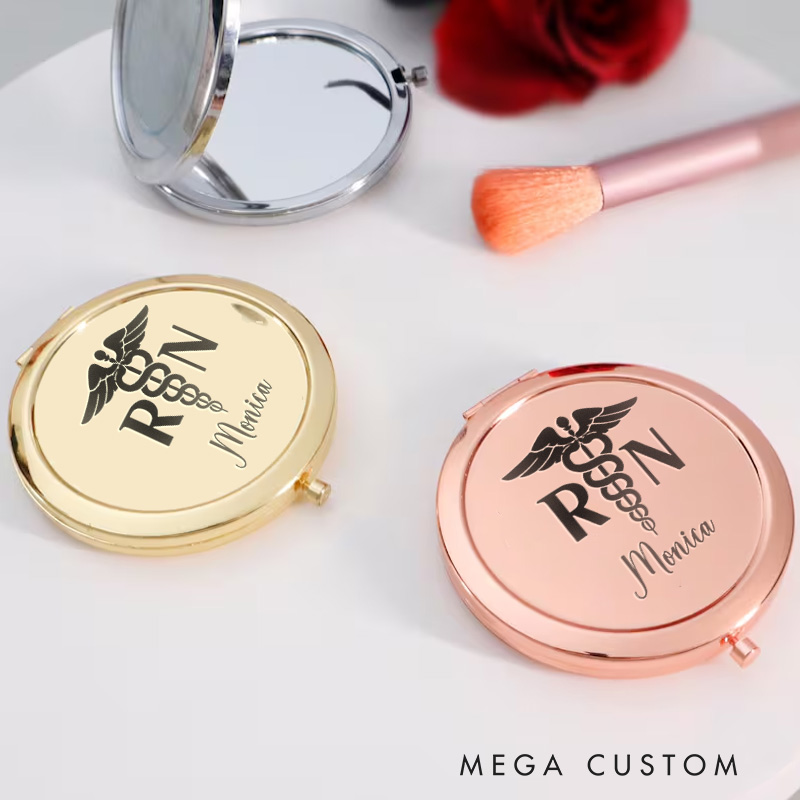 Personalized Nurse Compact Mirror Engraved Compact Mirror Pocket Mirror For Her Nurse Appreciation Gift 