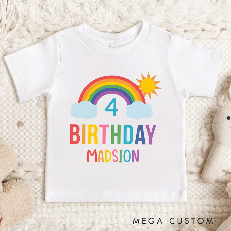 Personalized Modern Rainbow Sky Girls Birthday Party T-Shirt
