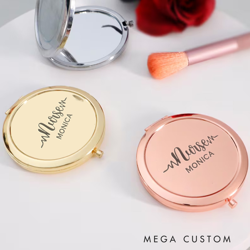 Personalized Nurse Compact Mirror Engraved Compact Mirror Pocket Mirror For Her Nurse Appreciation Gift 