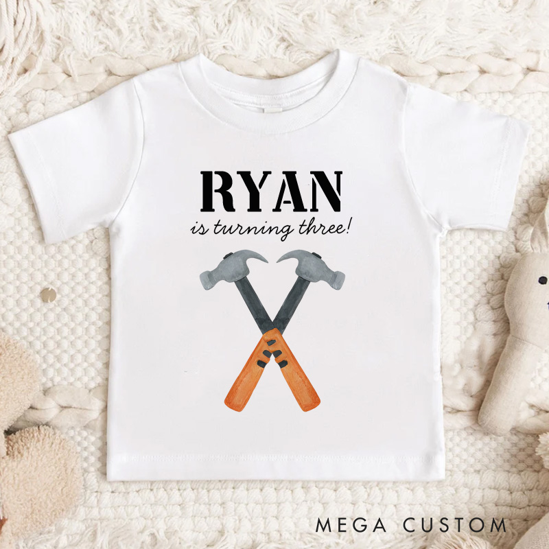 Personalized Boys Construction Builder Birthday Boy T-Shirt