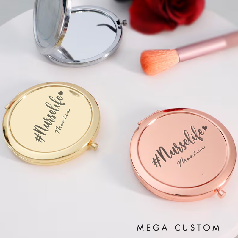 Personalized Nurse Compact Mirror Engraved Compact Mirror Pocket Mirror For Her Nurse Appreciation Gift 