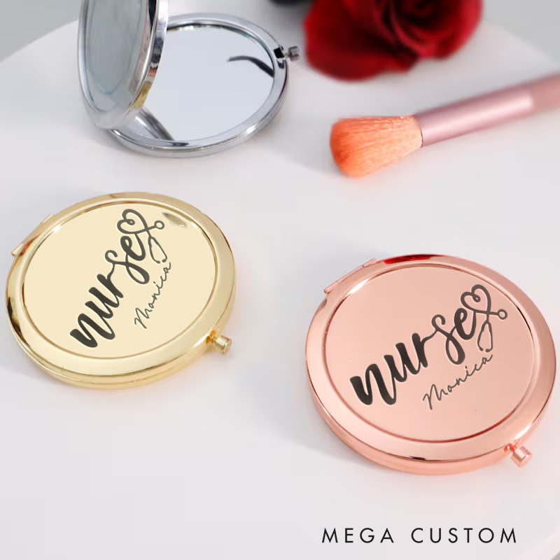 Personalized Nurse Compact Mirror Engraved Compact Mirror Pocket Mirror For Her Nurse Appreciation Gift 