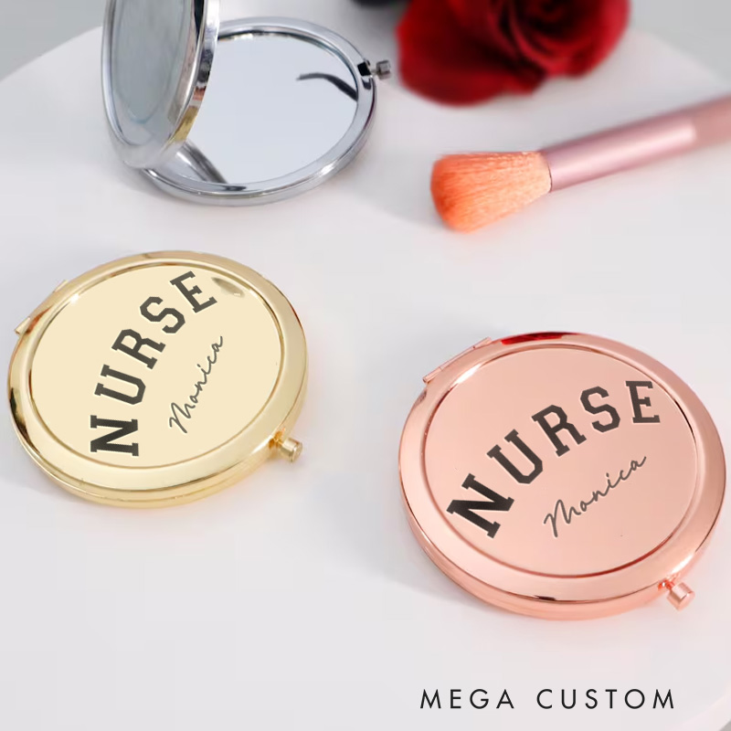 Personalized Nurse Compact Mirror Engraved Compact Mirror Pocket Mirror For Her Nurse Appreciation Gift 