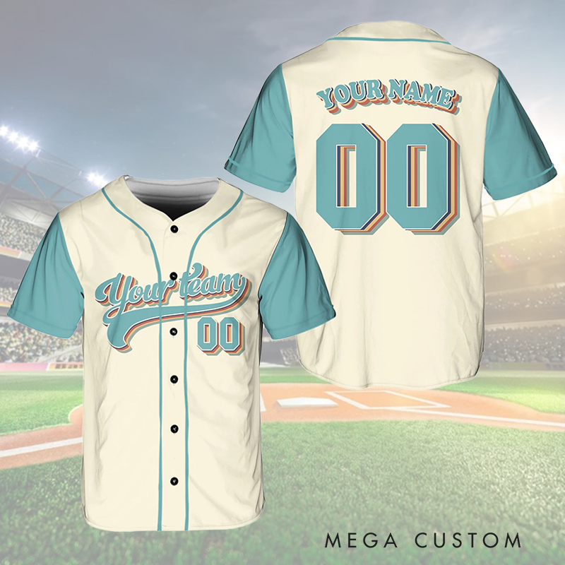 Personalized Two-Tone Baseball Jersey with Retro Style and Custom Details  