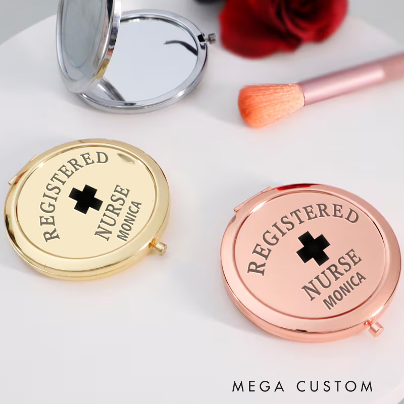 Personalized Nurse Compact Mirror Engraved Compact Mirror Pocket Mirror For Her Nurse Appreciation Gift 