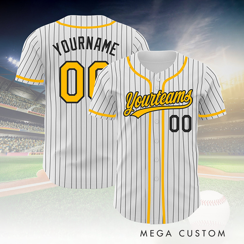 Personalized Striped Baseball Jersey with Custom Team Name and Number 
