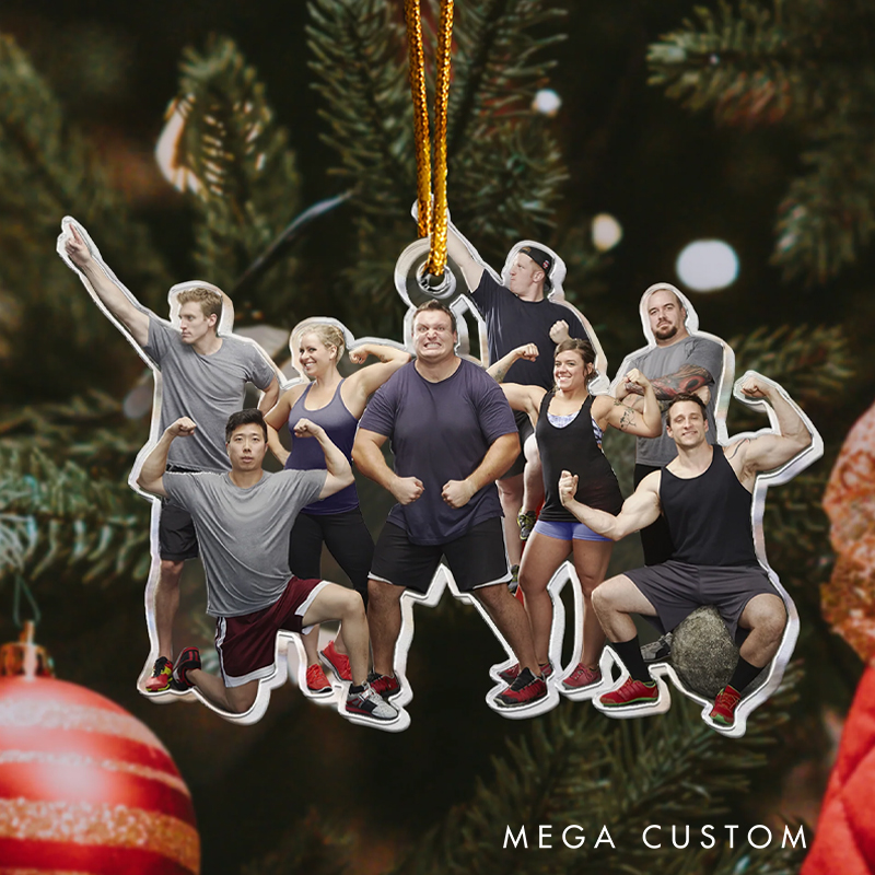 Personalized Christmas Ornament Gift with Fitness Friends Custom Photo Gym for Fitness Enthusiasts Bodybuilders and Gym Lovers