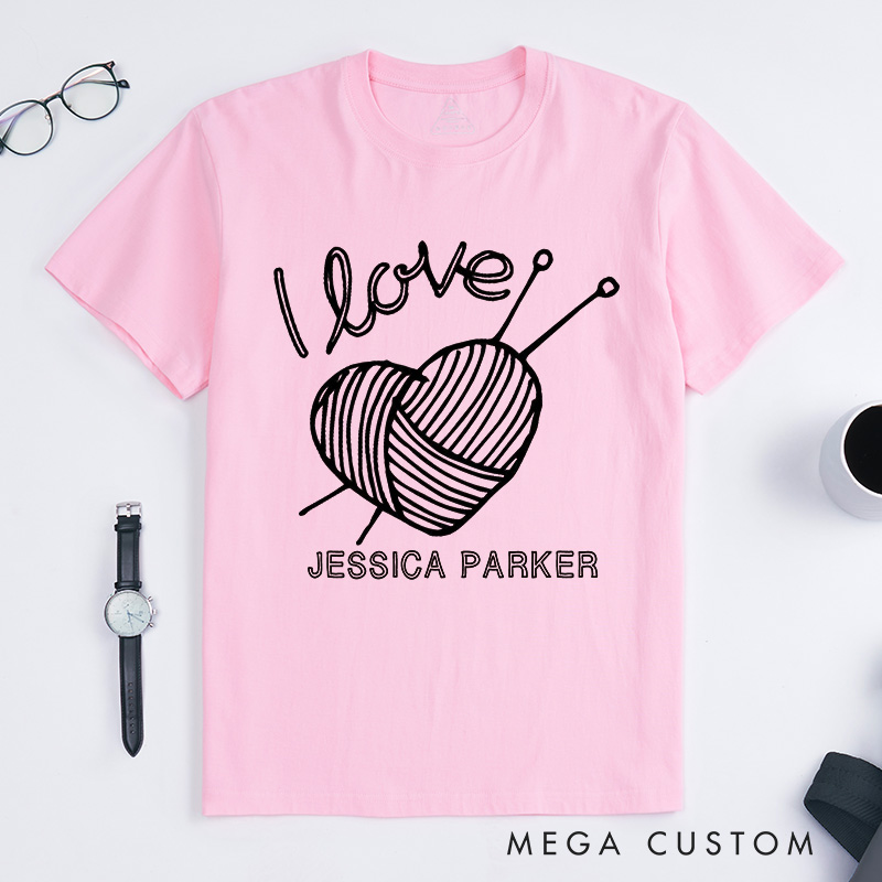 Personalized I Love Knitting Classic T-Shirts Knitting Shirt Gifts for Knitter Grandma Shirt Knitting Lover Shirt Grandma Knit Tee Gift
