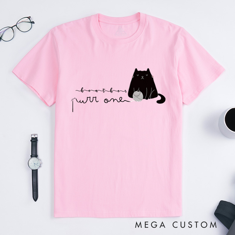 Personalized Knit Classic T-Shirts Knitting Shirt Cat Lover Gift Knitter Tee Custom GiftS