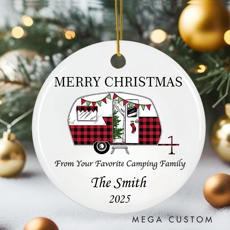 Personalized Outdoor Campers Christmas Ornament Family Camping Christmas Ornament Gift for Traveling Hiking