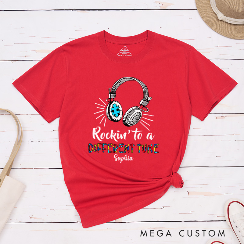 Personalized Rockin' to a Different Tune T-shirt Gift For Autism