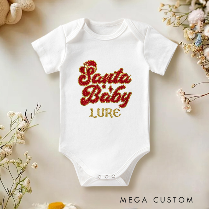 Personalized Christmas Santa Baby Onesie With Your Name Baby Christmas Gift