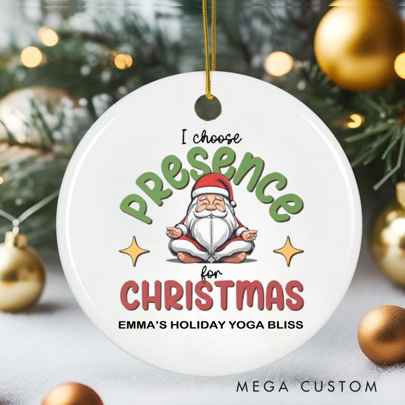 Personalized Christmas Ornament with Meditating Santa Design Christmas Ornament Gift for Yoga Lover