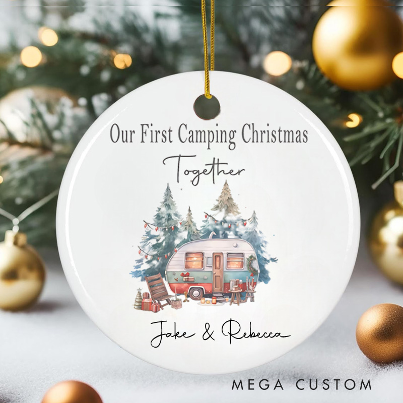 Personalized Our First Camping Christmas Together Christmas Ornament Couple Camping Christmas Ornament Gift for Traveling Hiking