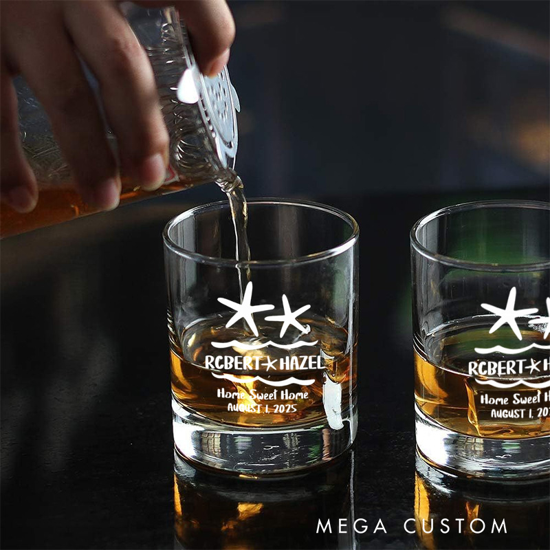Personalized Home Sweet Home Whiskey Glass Custom Engraved Housewarming Bourbon Glasses Wedding New Home Whiskey Tumbler Moving House Gift Homeowner