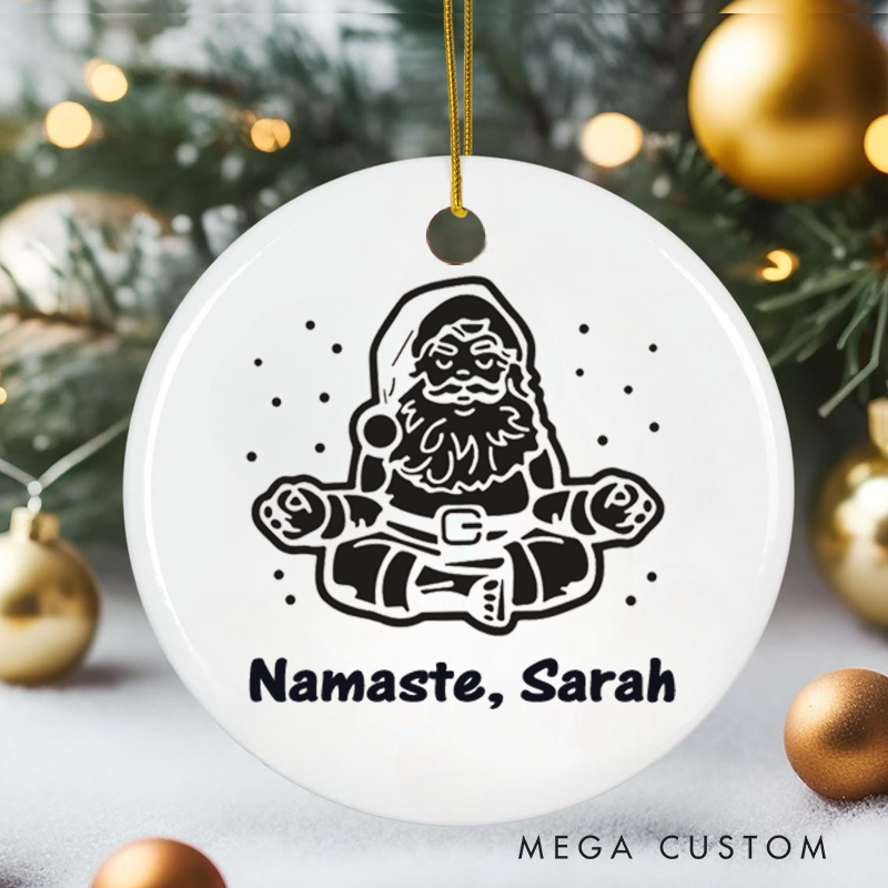 Personalized Christmas Ornament with Namaste Meditating Santa Design Christmas Ornament Gift for Yoga Lover