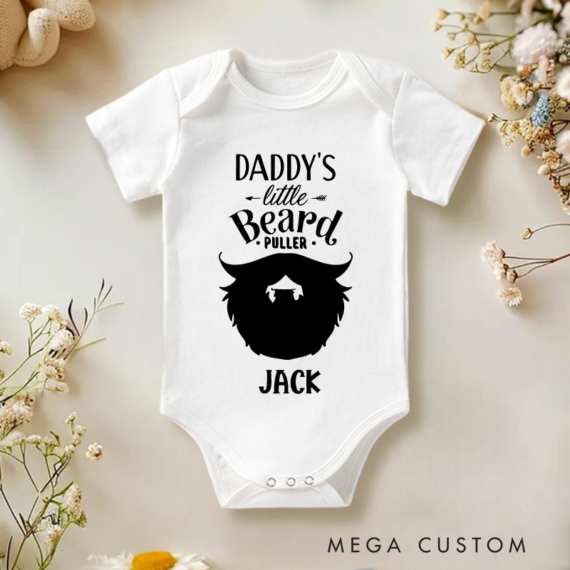 Personalized Daddy's Little Beard Puller Baby Onesie Funny Father's Day Gift