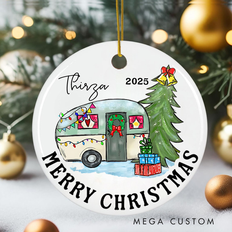 Personalized Camper Christmas Ornament Outdoor Camping Life Christmas Ornament Gift for Hiking Traveling