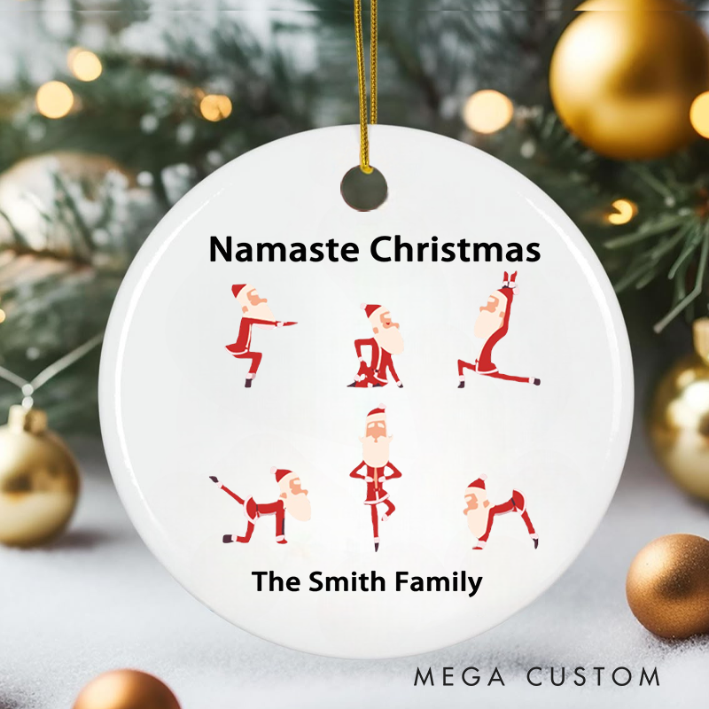 Personalized Christmas Ornament with Namaste Christmas Yoga Santa Design Christmas Ornament Gift for Yoga Lover